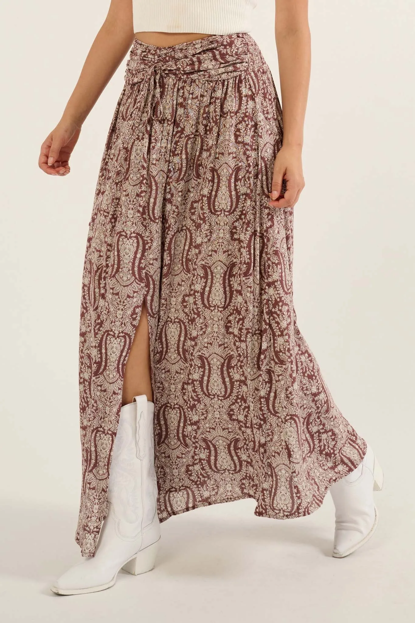 Beauty Queen Ornate Floral-Print Maxi Skirt