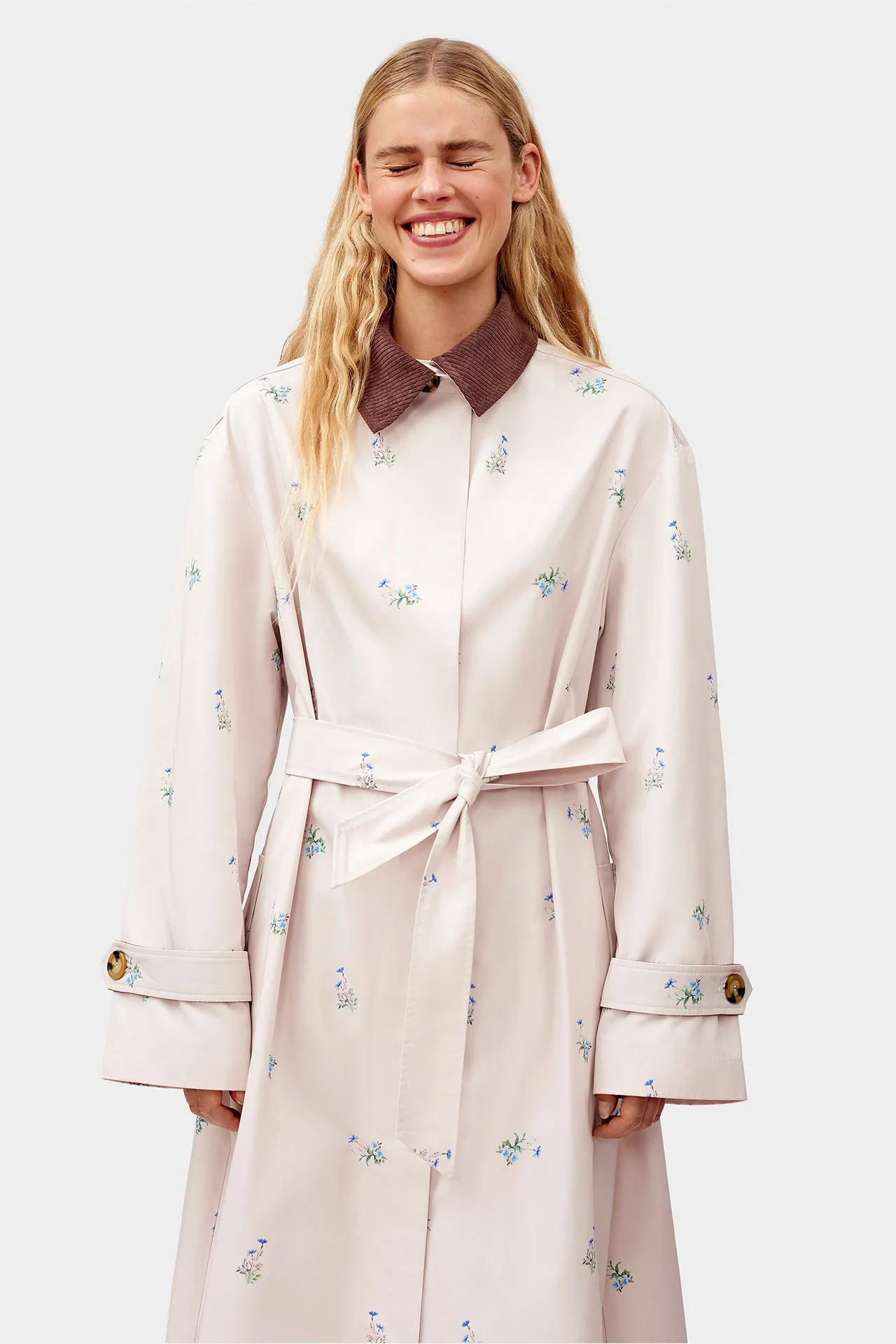 Beige Yason Flower Trench Coat