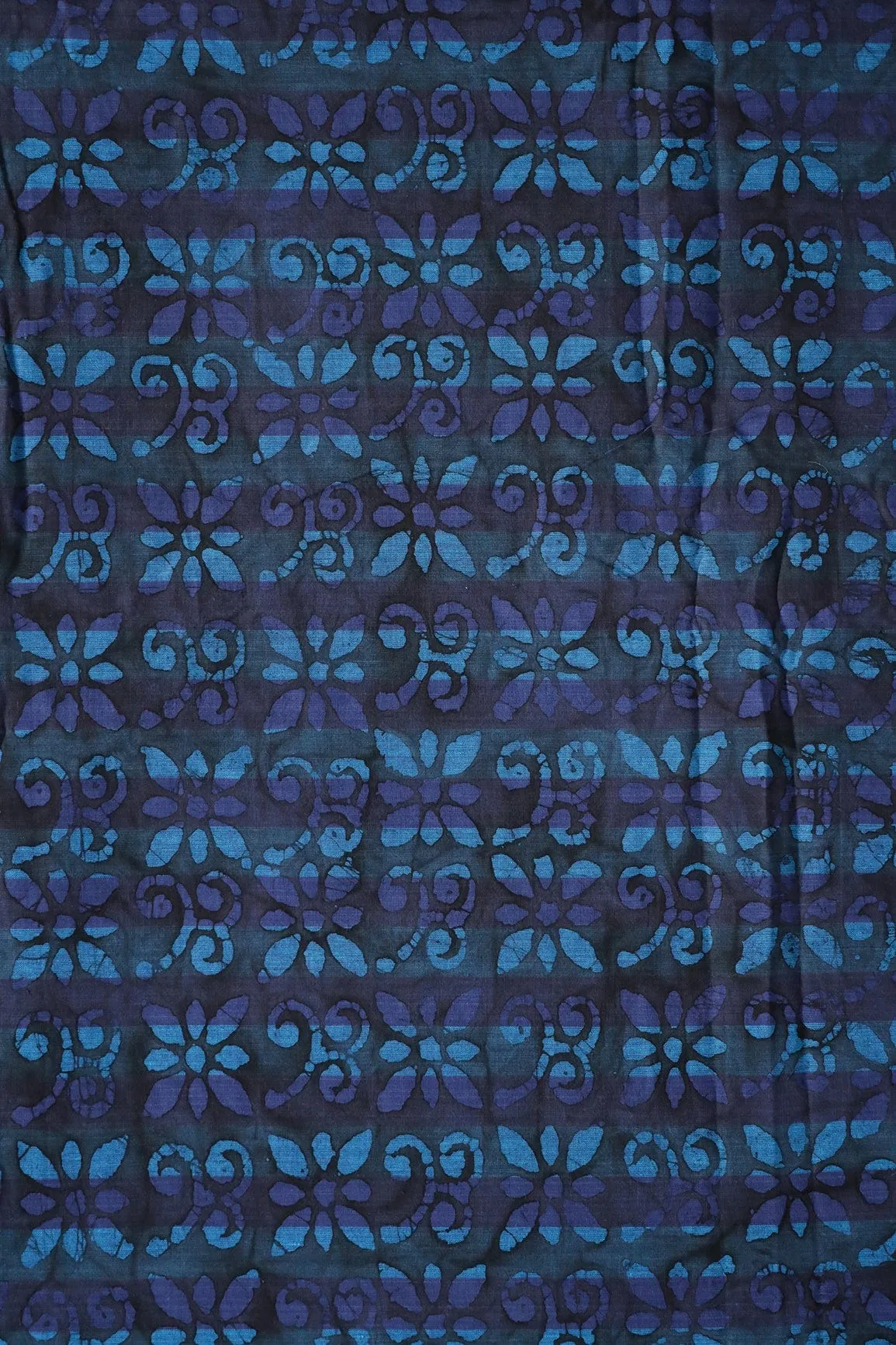 Black And Blue Traditional Pattern Batik Handblock Organic Cotton Fabric