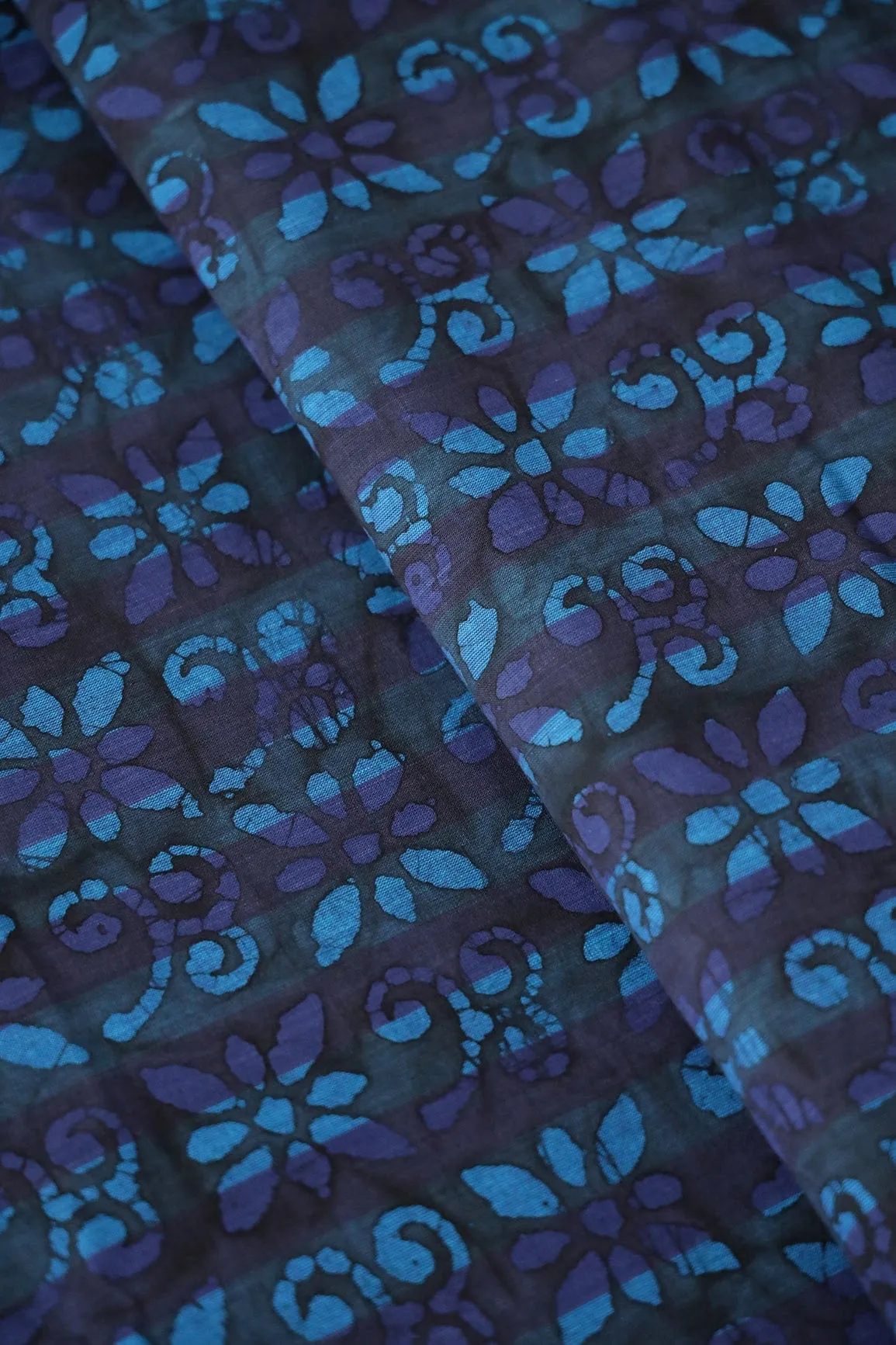 Black And Blue Traditional Pattern Batik Handblock Organic Cotton Fabric