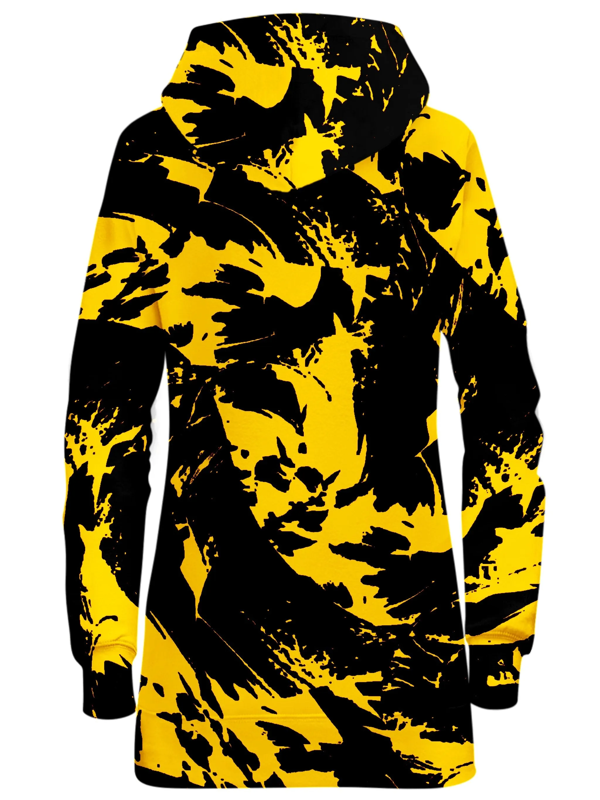 Black and Yellow Paint Splatter Hoodie Dress