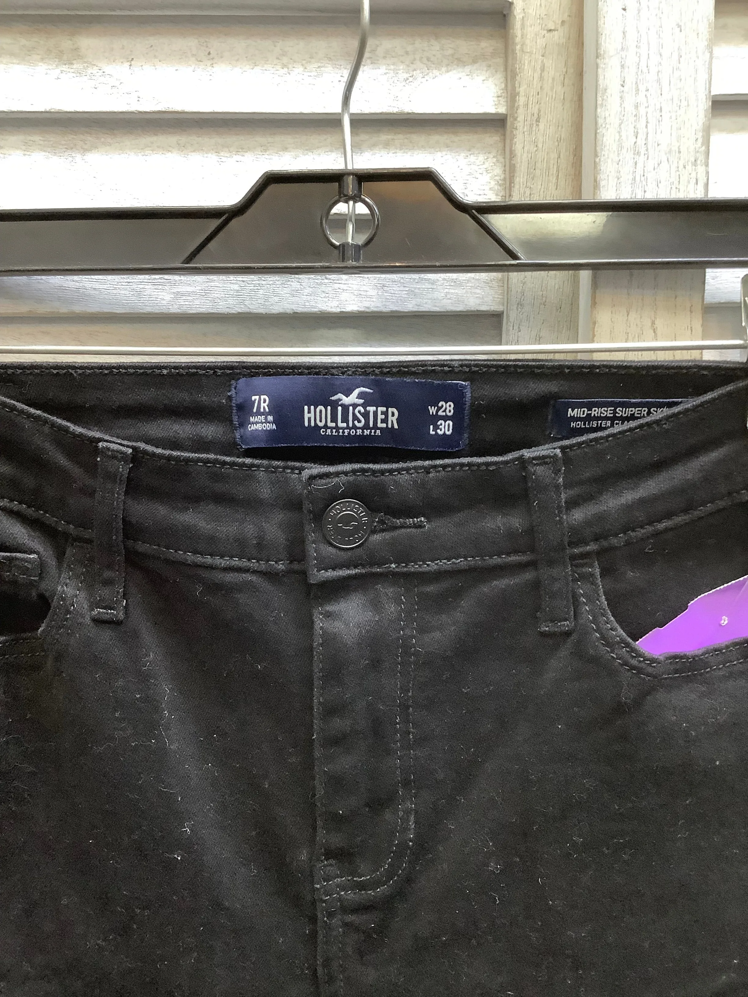 Black Denim Jeans Skinny Hollister, Size 6