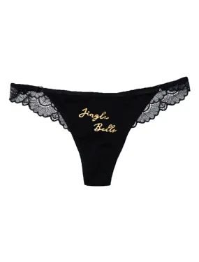 Black Lace Jingle Bells Thong