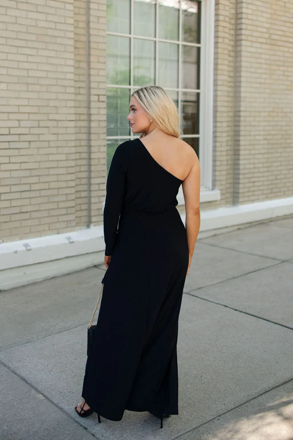 Black One Sleeve Maxi Dress - FINAL SALE