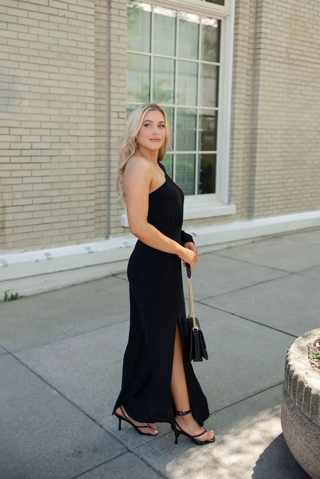 Black One Sleeve Maxi Dress - FINAL SALE