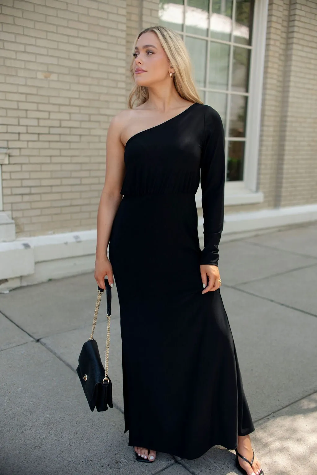 Black One Sleeve Maxi Dress - FINAL SALE