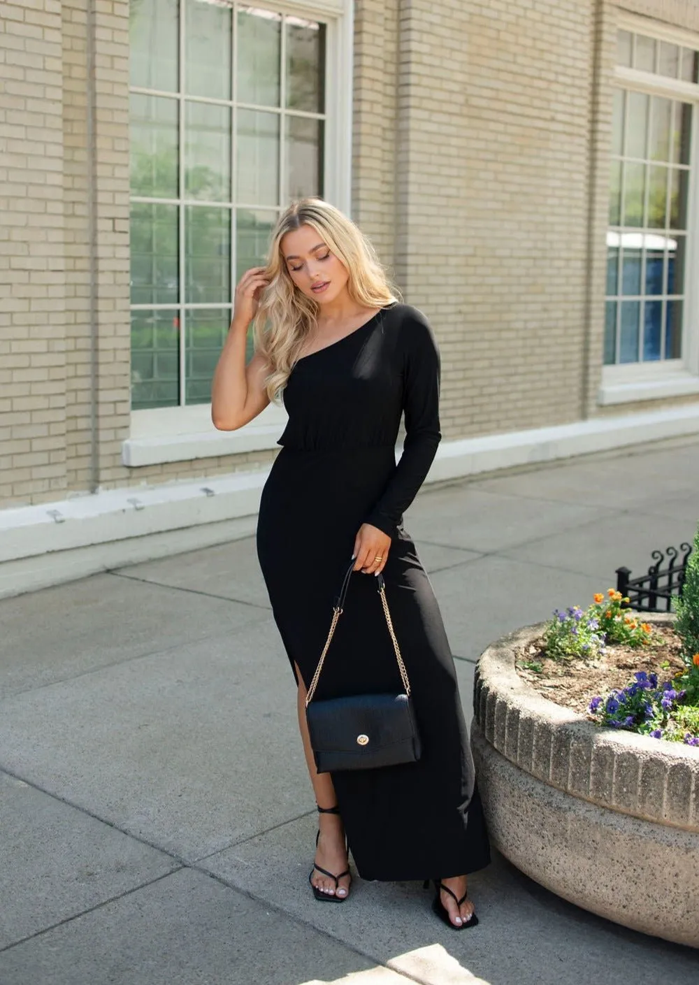 Black One Sleeve Maxi Dress - FINAL SALE