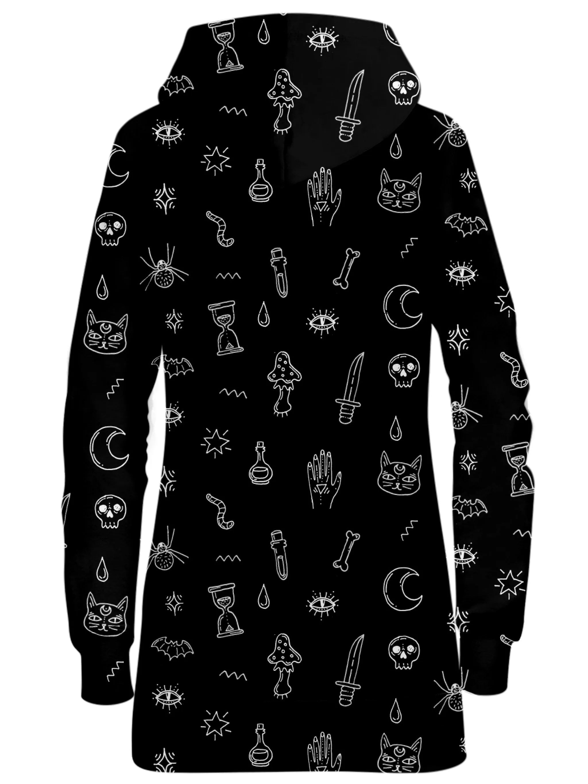 Black Pattern Hoodie Dress