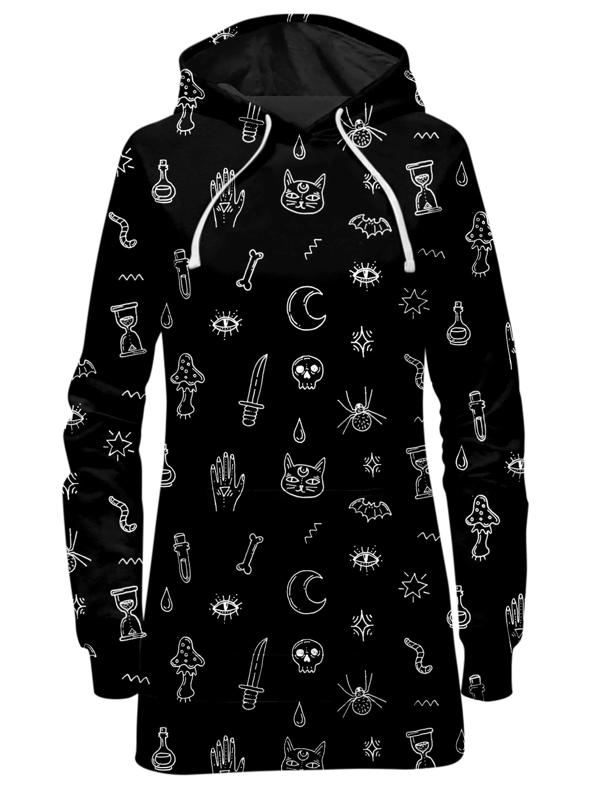 Black Pattern Hoodie Dress