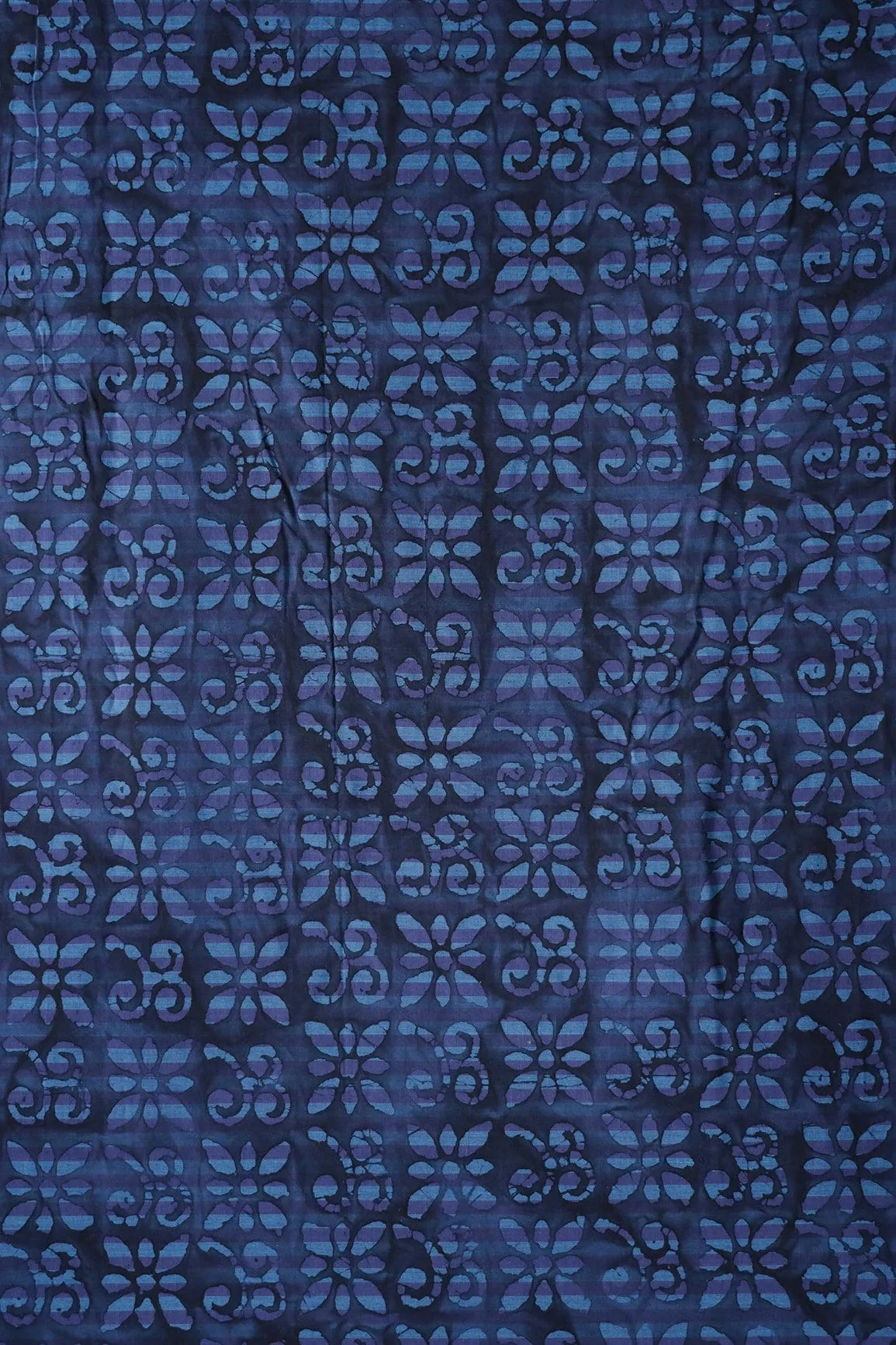 Blue And Purple Traditional Pattern Batik Handblock Organic Cotton Fabric