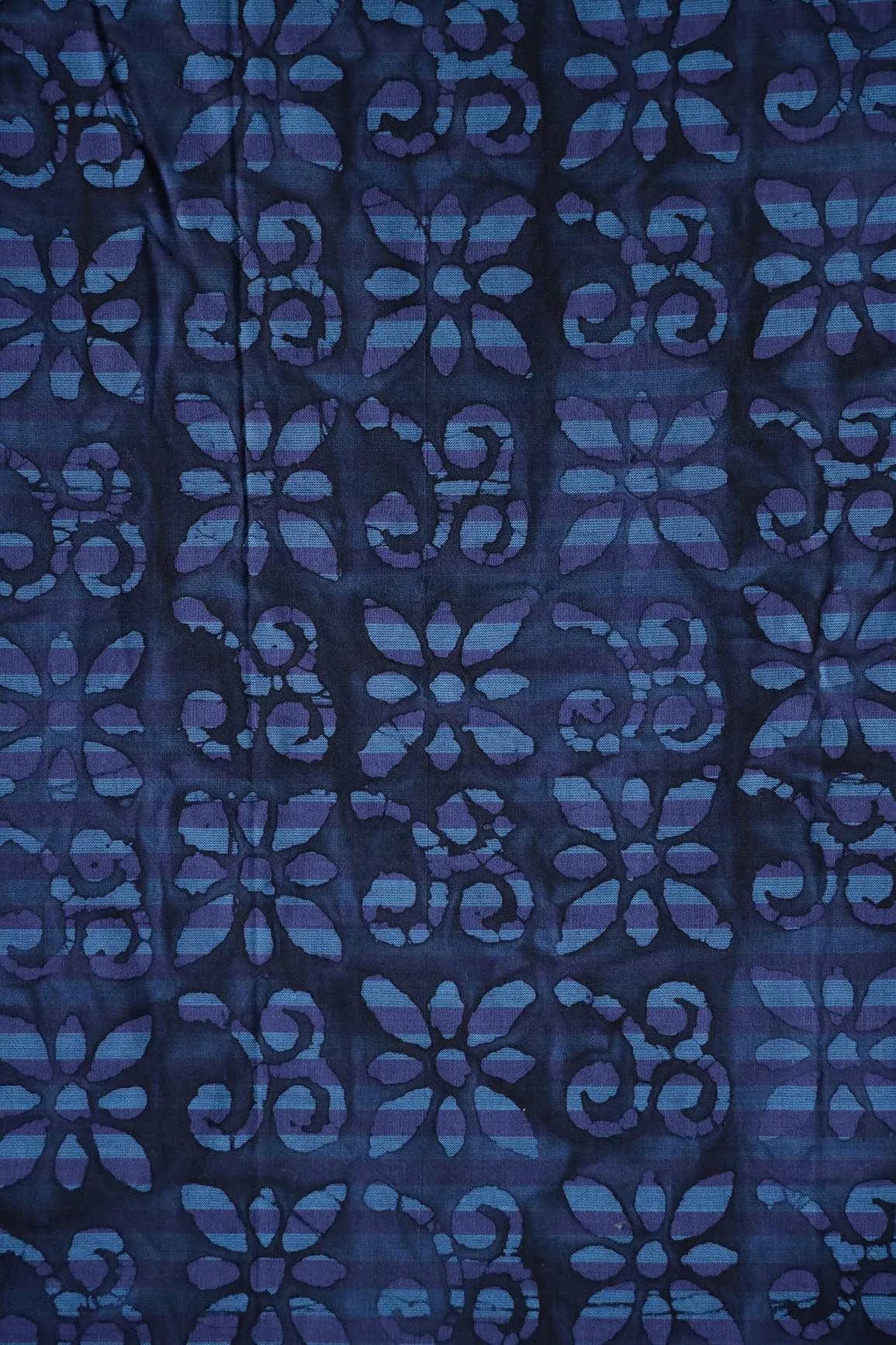 Blue And Purple Traditional Pattern Batik Handblock Organic Cotton Fabric