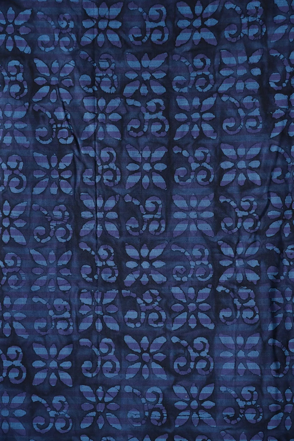 Blue And Purple Traditional Pattern Batik Handblock Organic Cotton Fabric