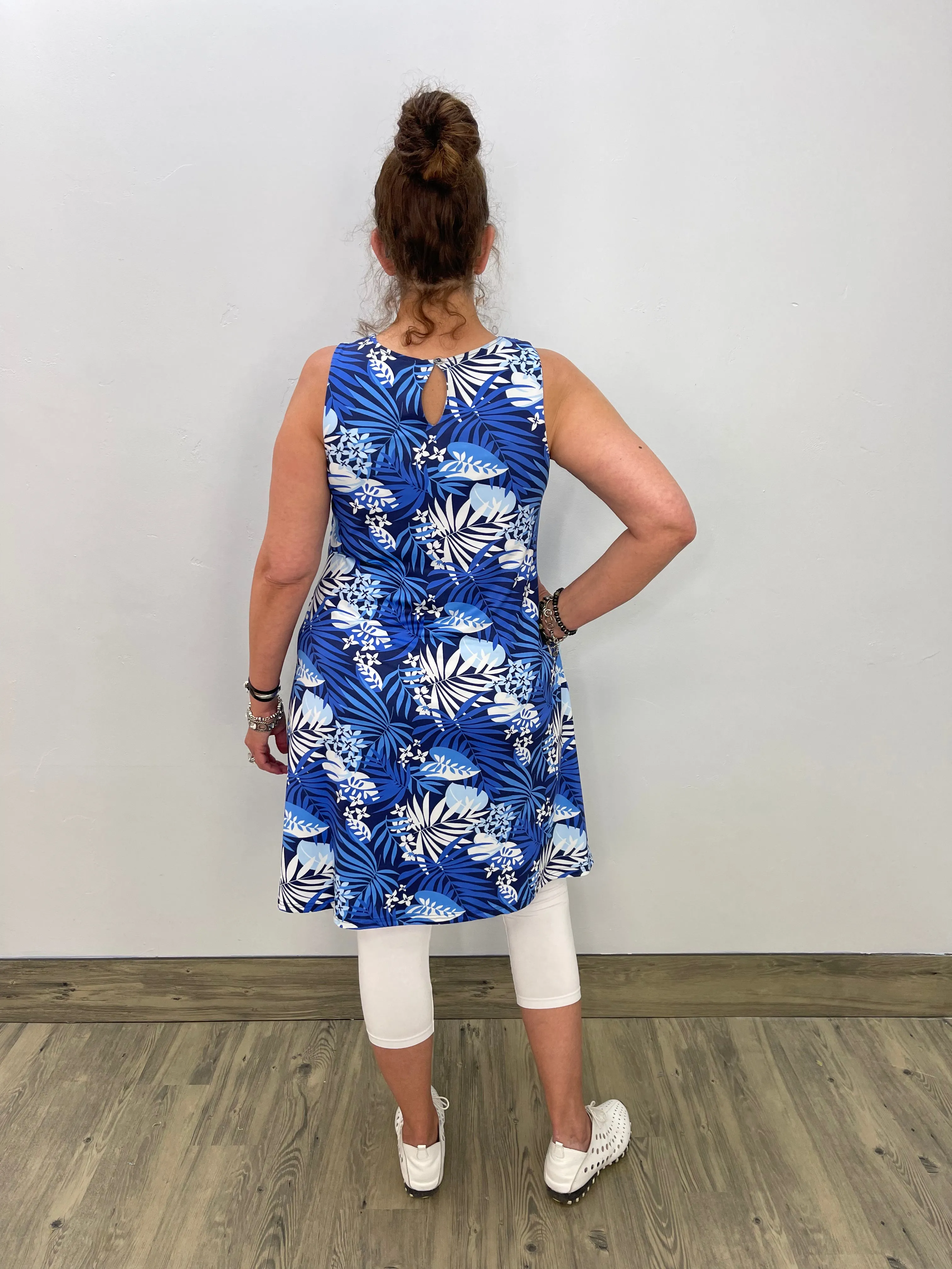 Blue Hawaiian Sleeveless Dress