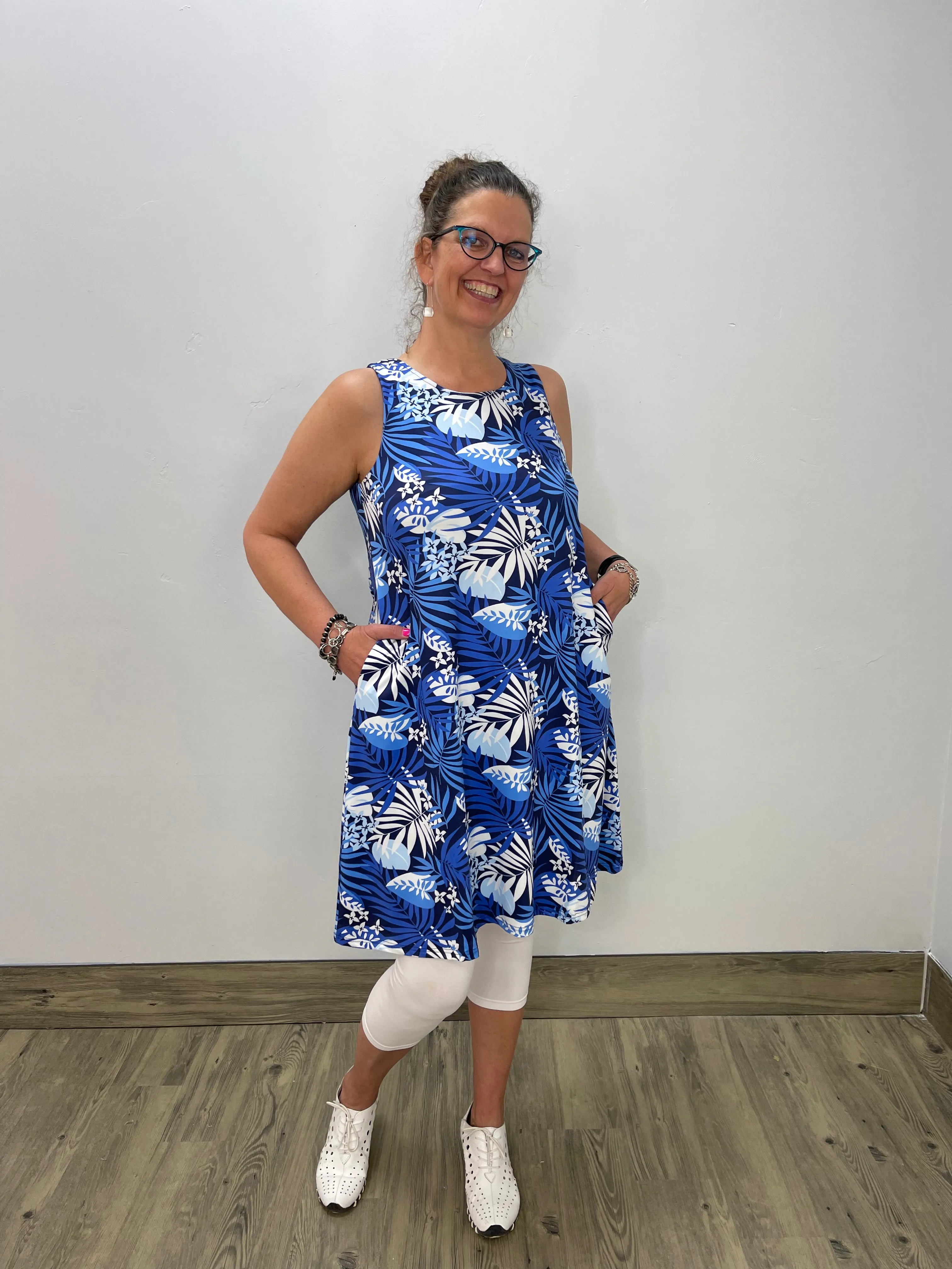 Blue Hawaiian Sleeveless Dress