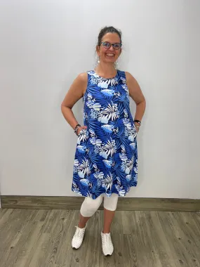 Blue Hawaiian Sleeveless Dress