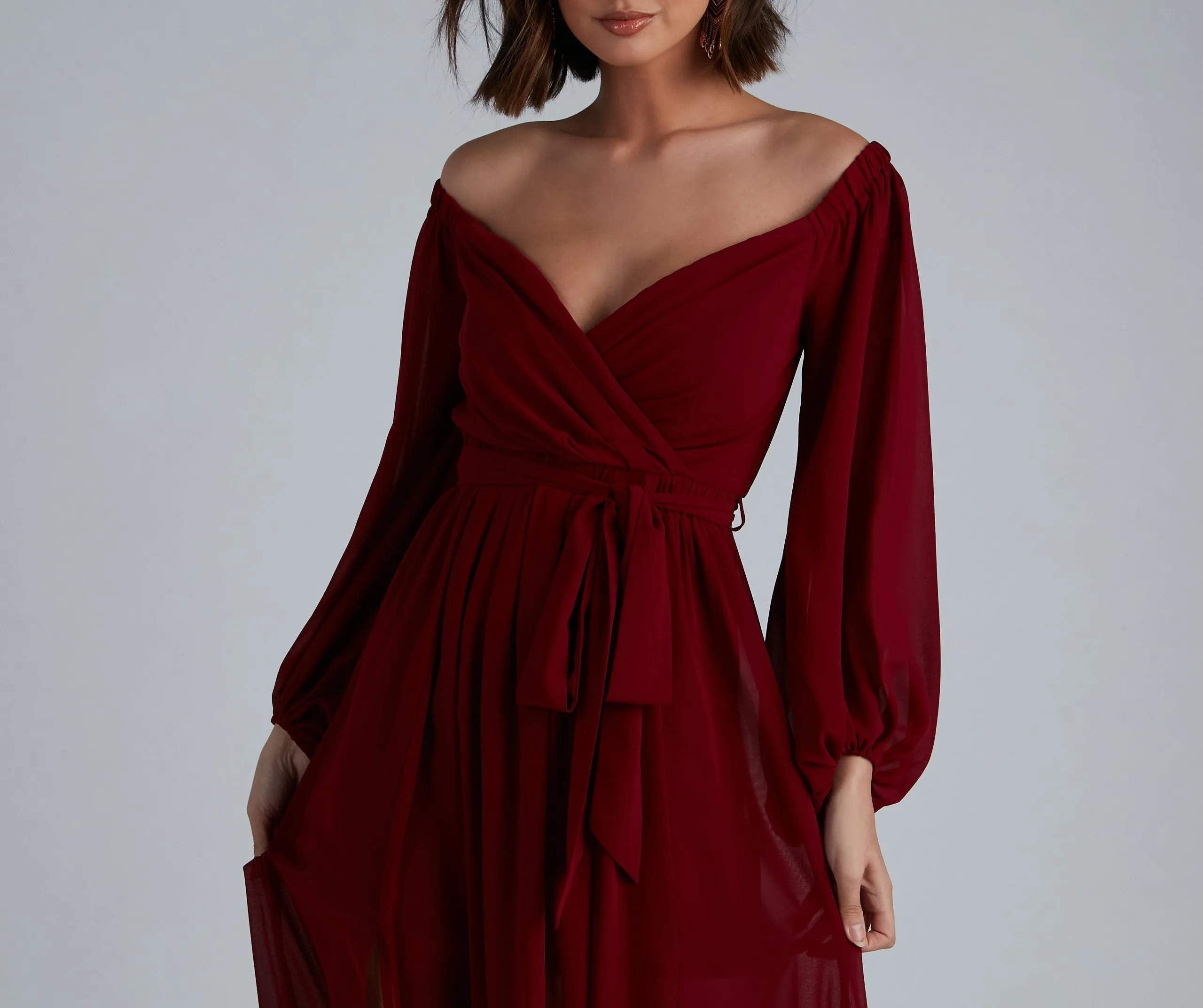 Britt Off-The-Shoulder Stylish Chiffon Formal Dress