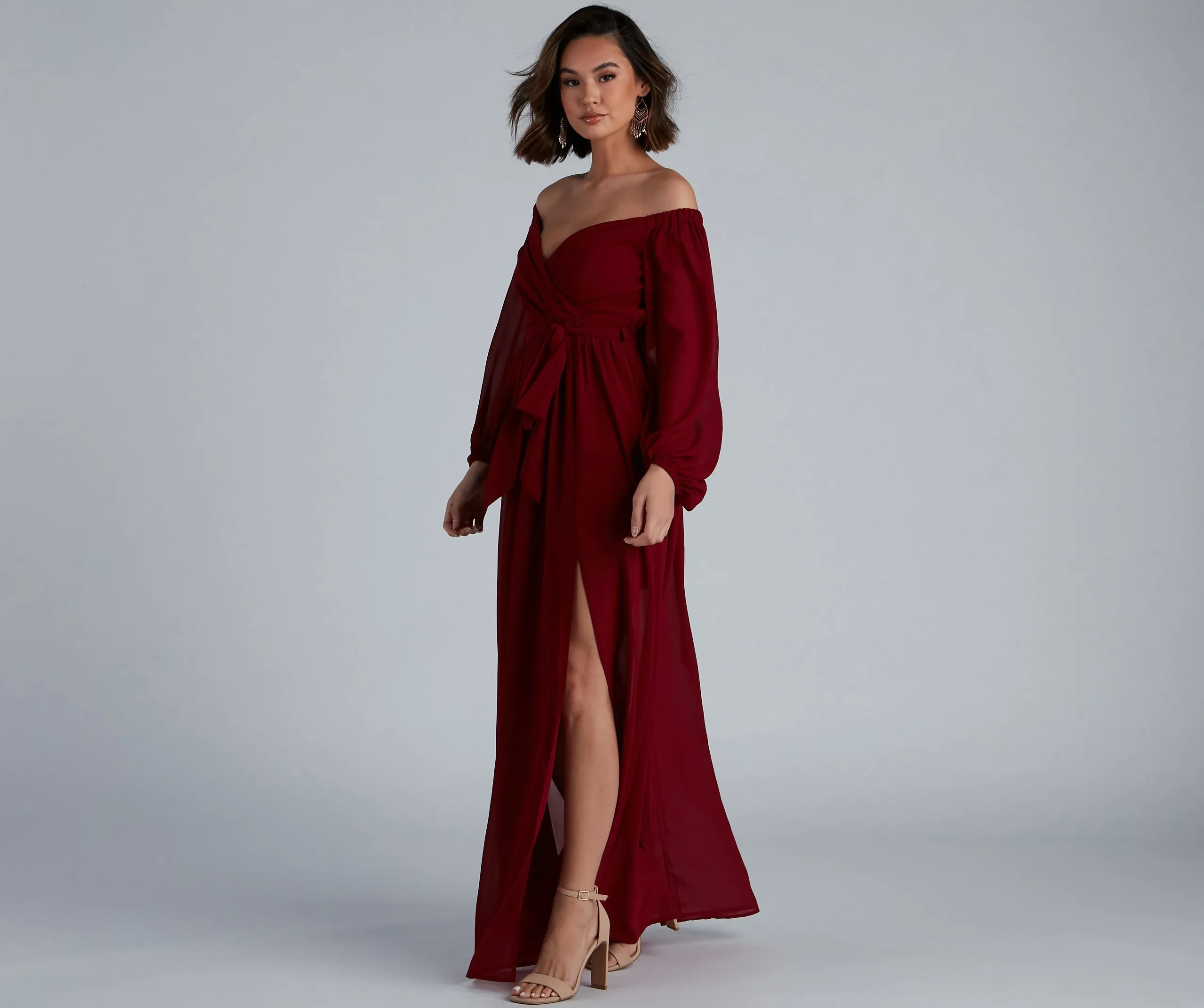 Britt Off-The-Shoulder Stylish Chiffon Formal Dress