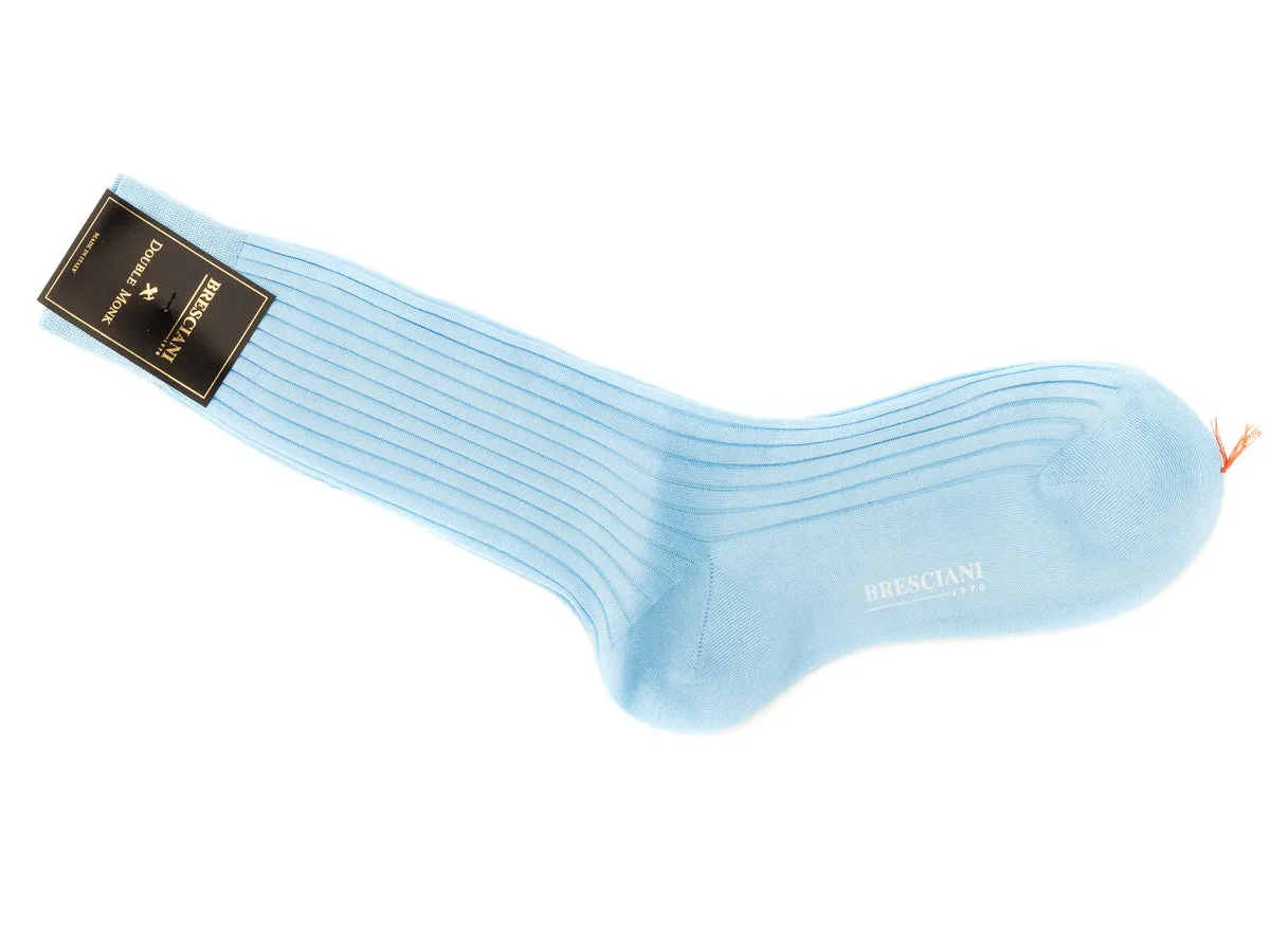 Calf Length Cotton Socks Sky Blue