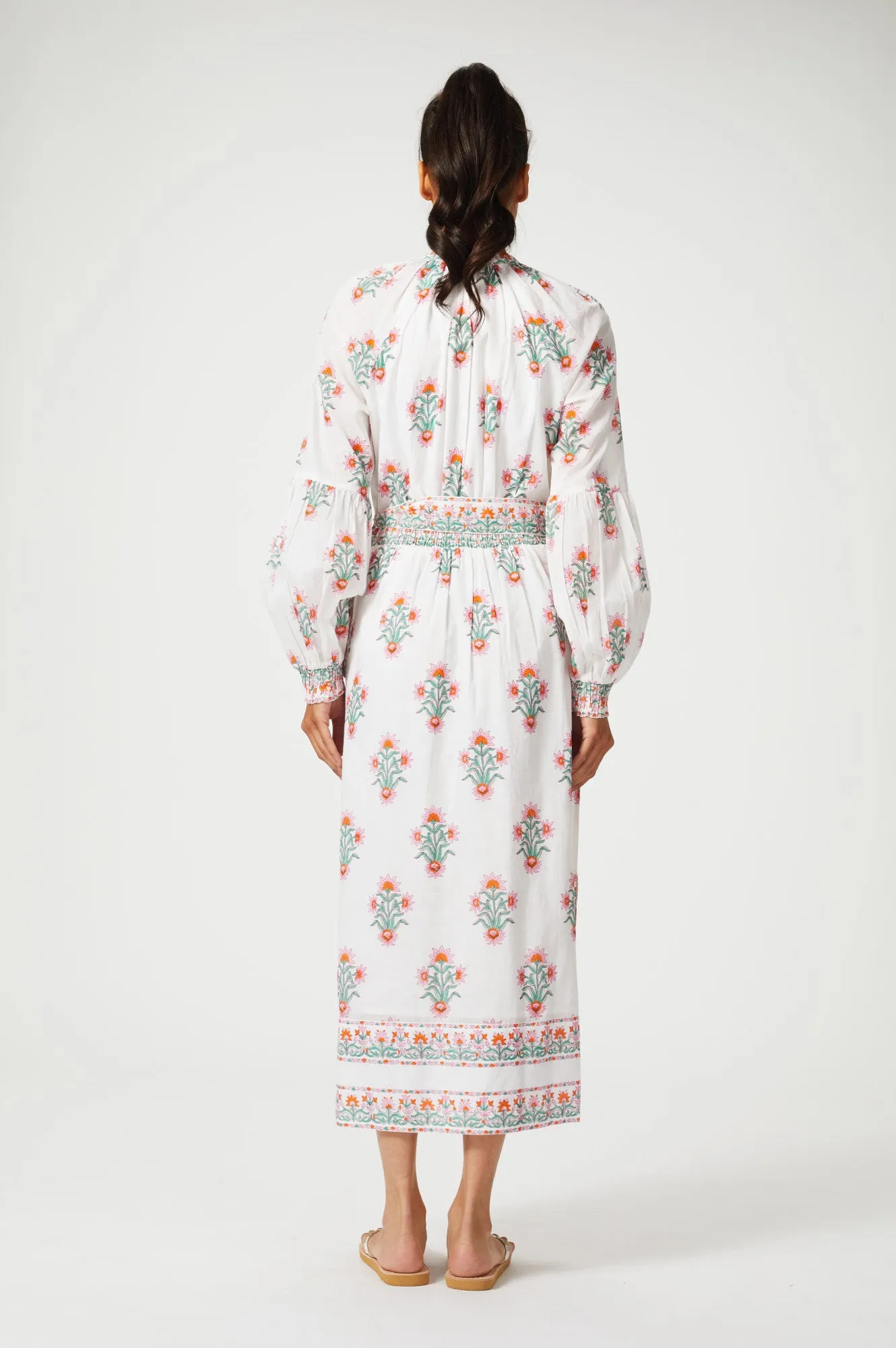 Cara Block Print Dress | White/Pink