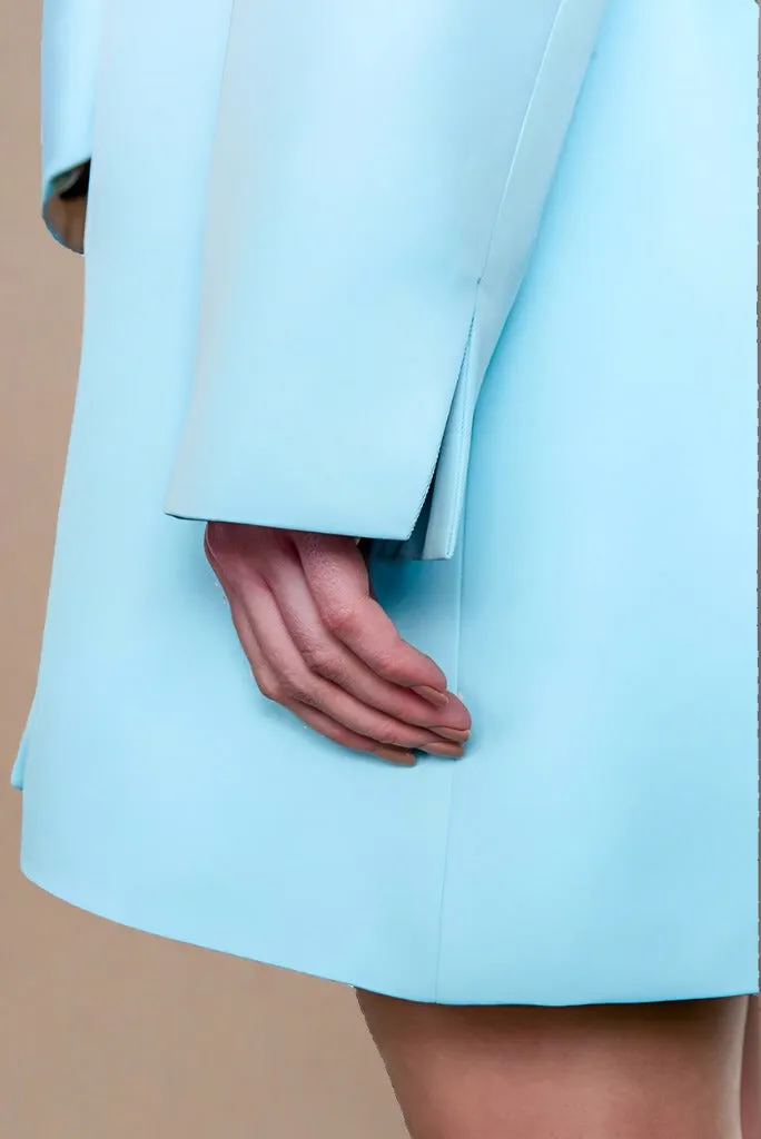 Cardea Pastel Blue Oversized Coat with Scarf