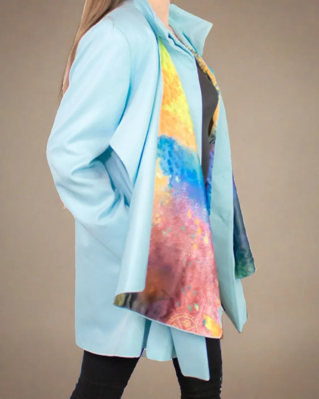 Cardea Pastel Blue Oversized Coat with Scarf