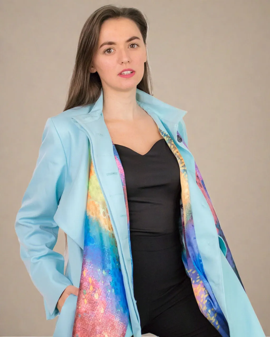 Cardea Pastel Blue Oversized Coat with Scarf