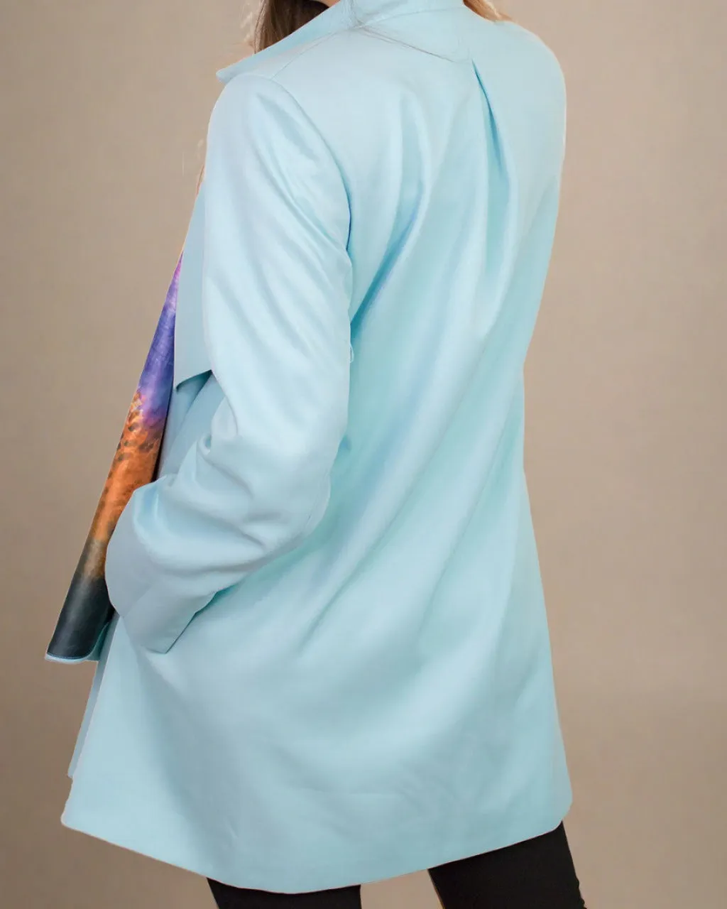 Cardea Pastel Blue Oversized Coat with Scarf