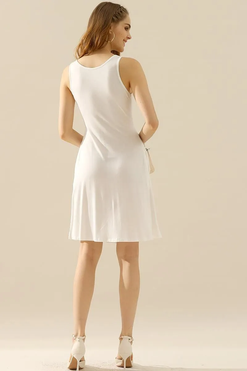 CASUAL SLEEVELESS PLEATED POCKETS DRESSES