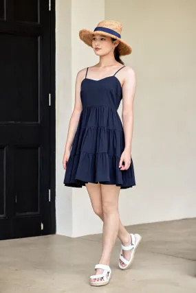 Cherie Sleeveless Dress in Navy Blue