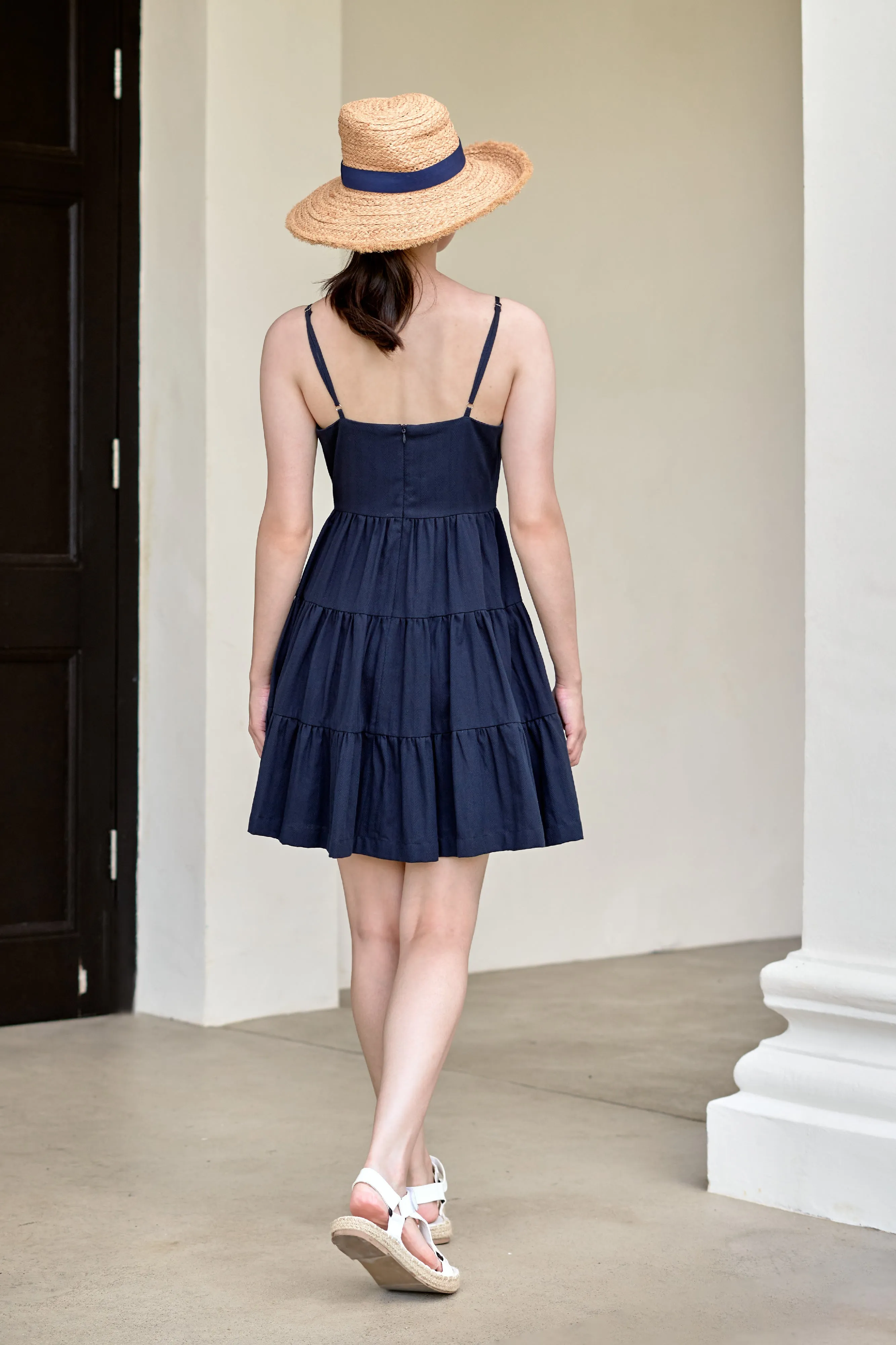 Cherie Sleeveless Dress in Navy Blue