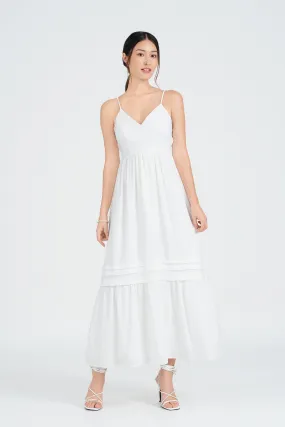 Cindy Tie-Back Maxi Dress in Dove White