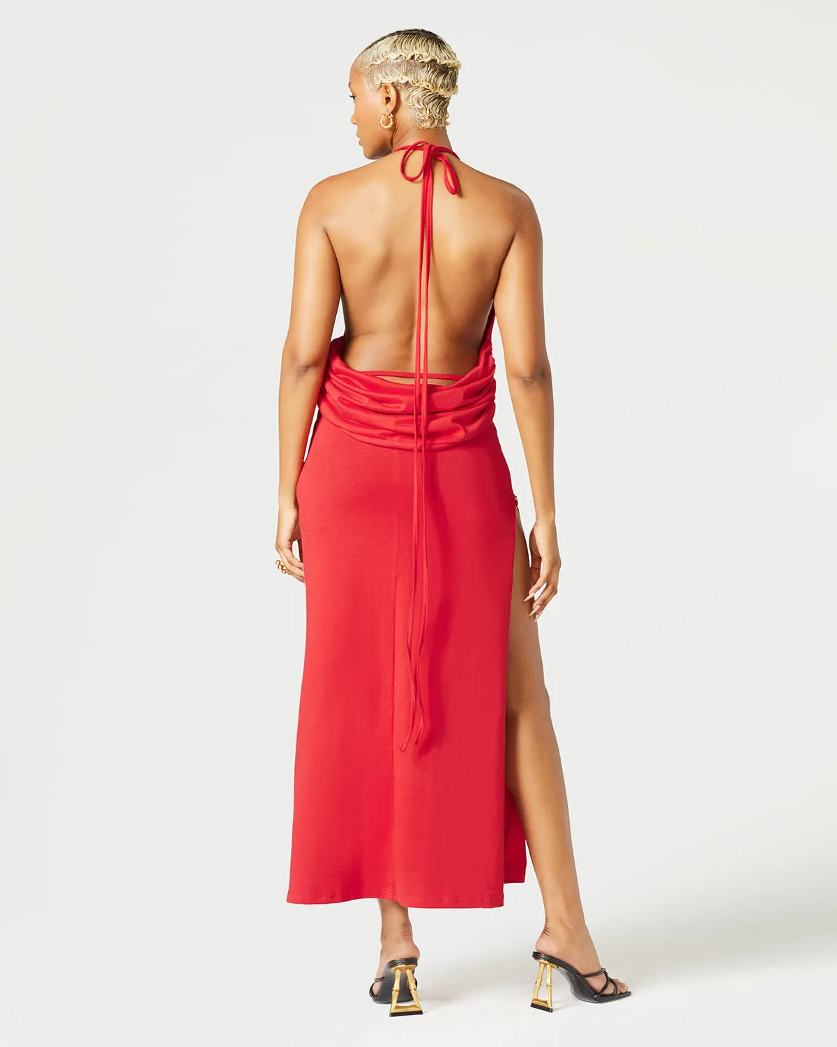 Convertible Slit Halter Dress