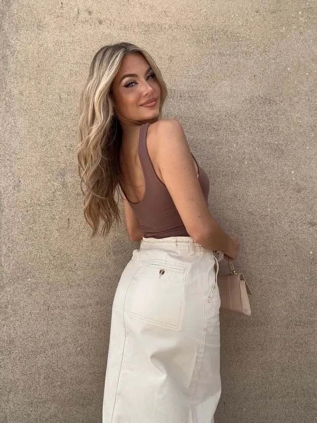 Cream Cargo Skirt