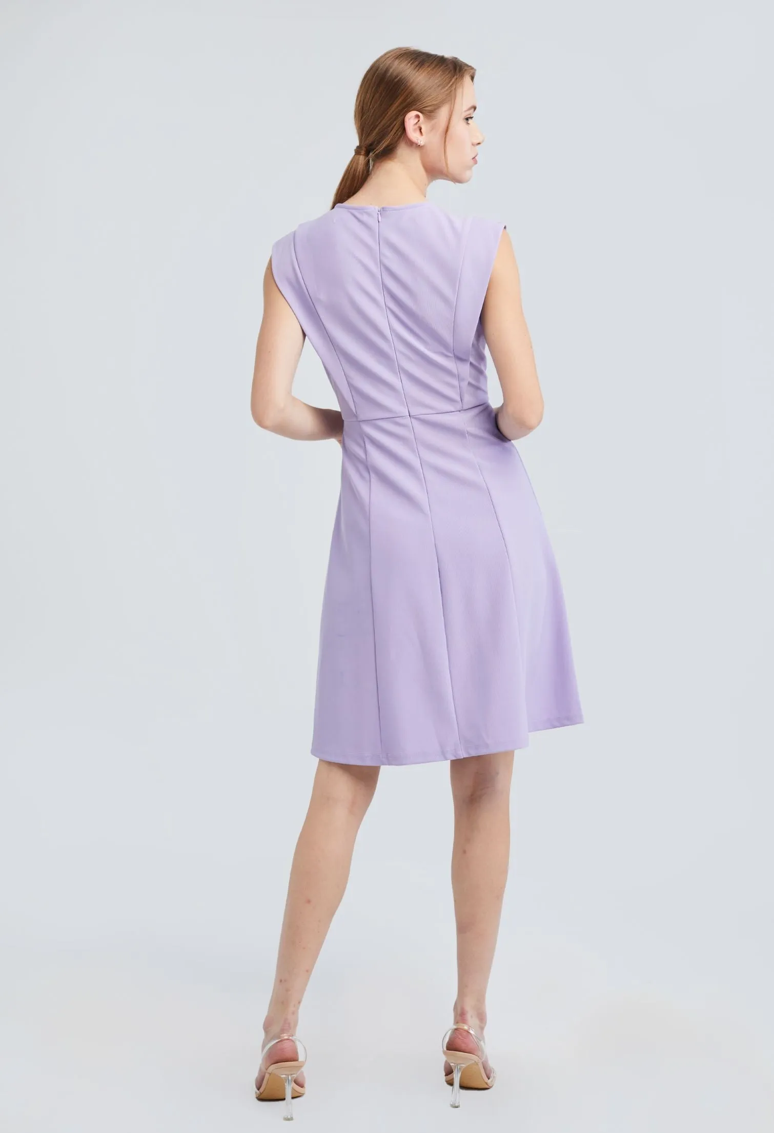 Crossover Panel Wide Pleated Dress