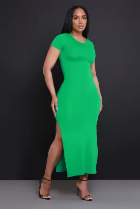 Curtain Call Short Sleeve Maxi Dress - Kelly Green