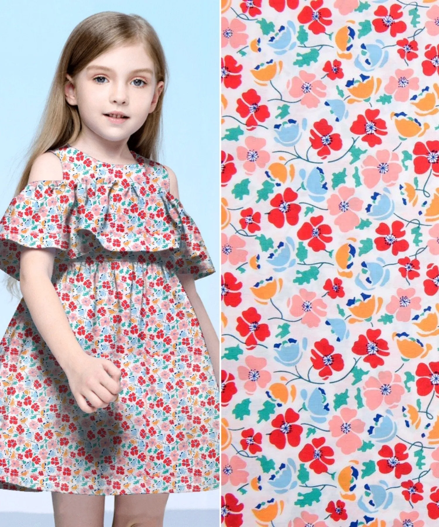 Cute Vintage Style Flowers Print  - Washed 100% Cotton Poplin  - 8099