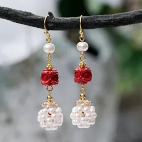 Dangle Earrings: Chinese Lion Cubes