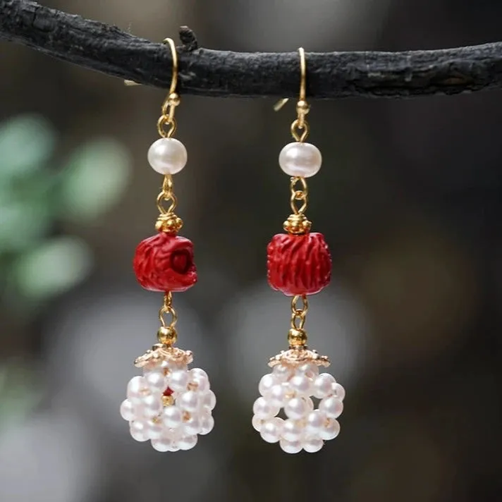 Dangle Earrings: Chinese Lion Cubes