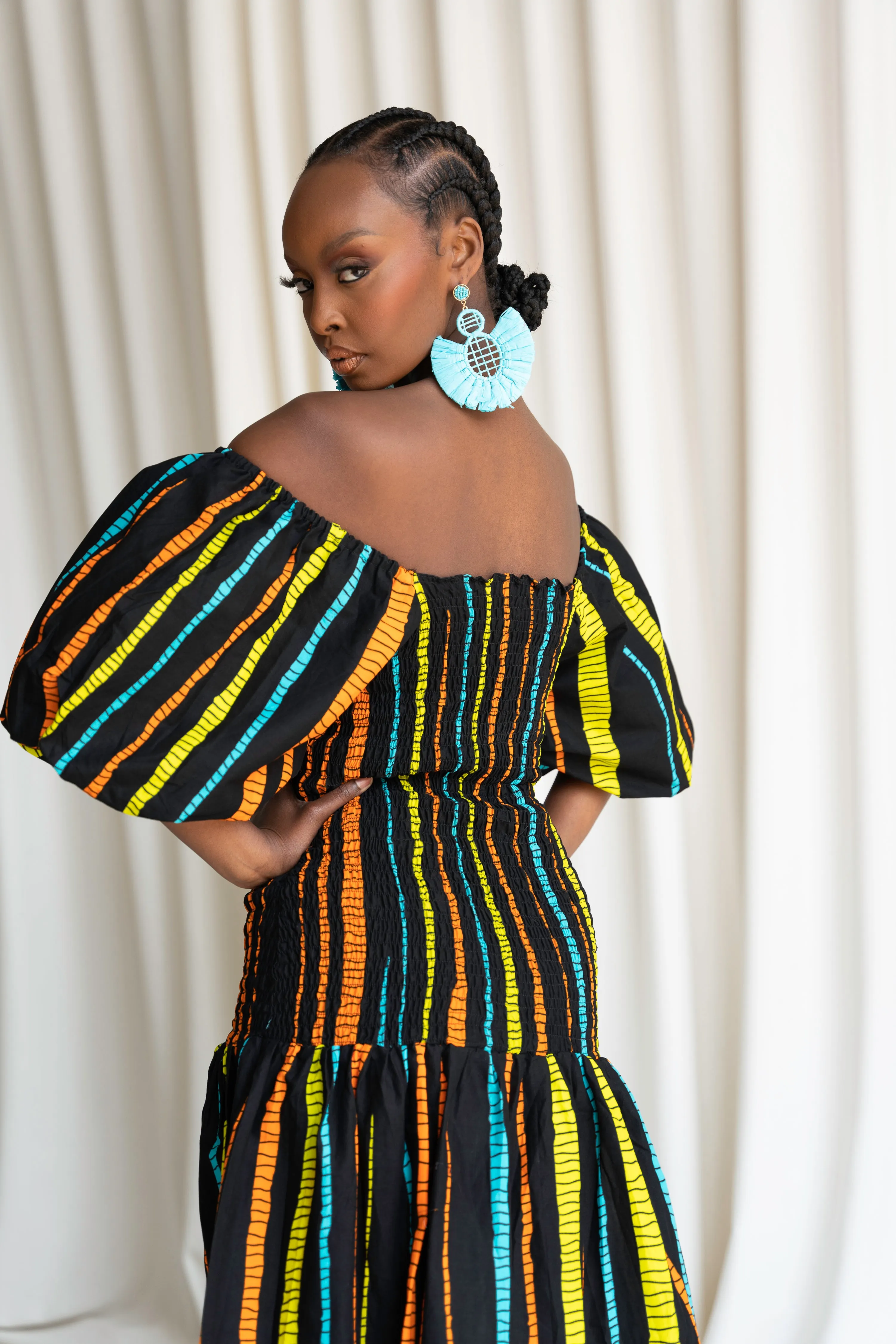 DELE African print smocked body maxi dress