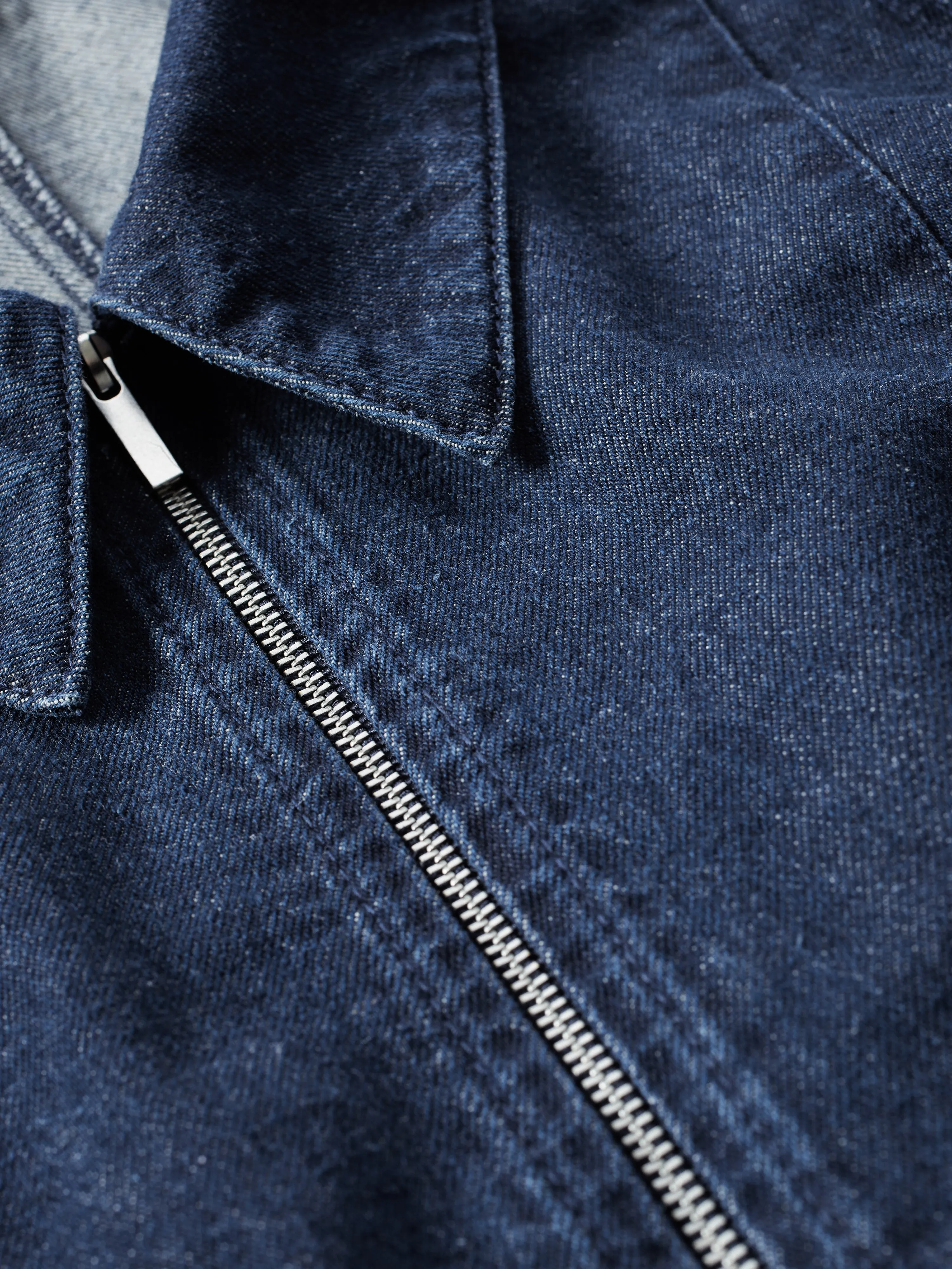 Denim Zip Front Jumpsuit | Indigo