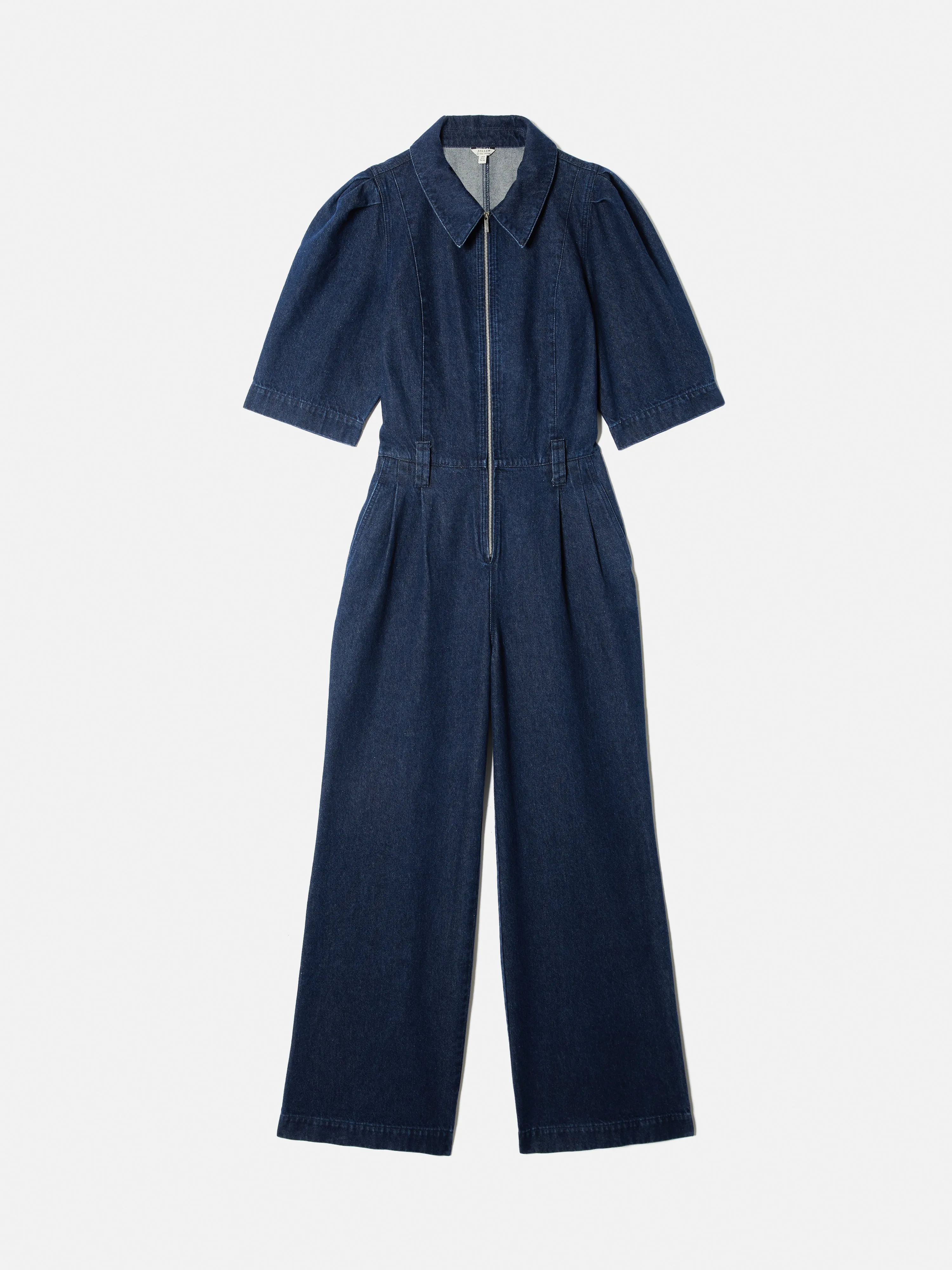 Denim Zip Front Jumpsuit | Indigo