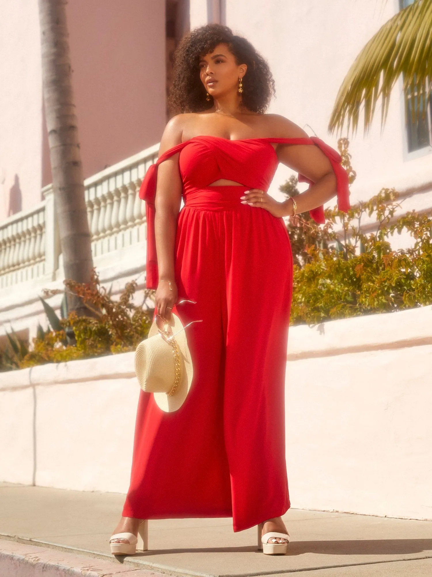 Dinah Off-Shoulder Chiffon Jumpsuit