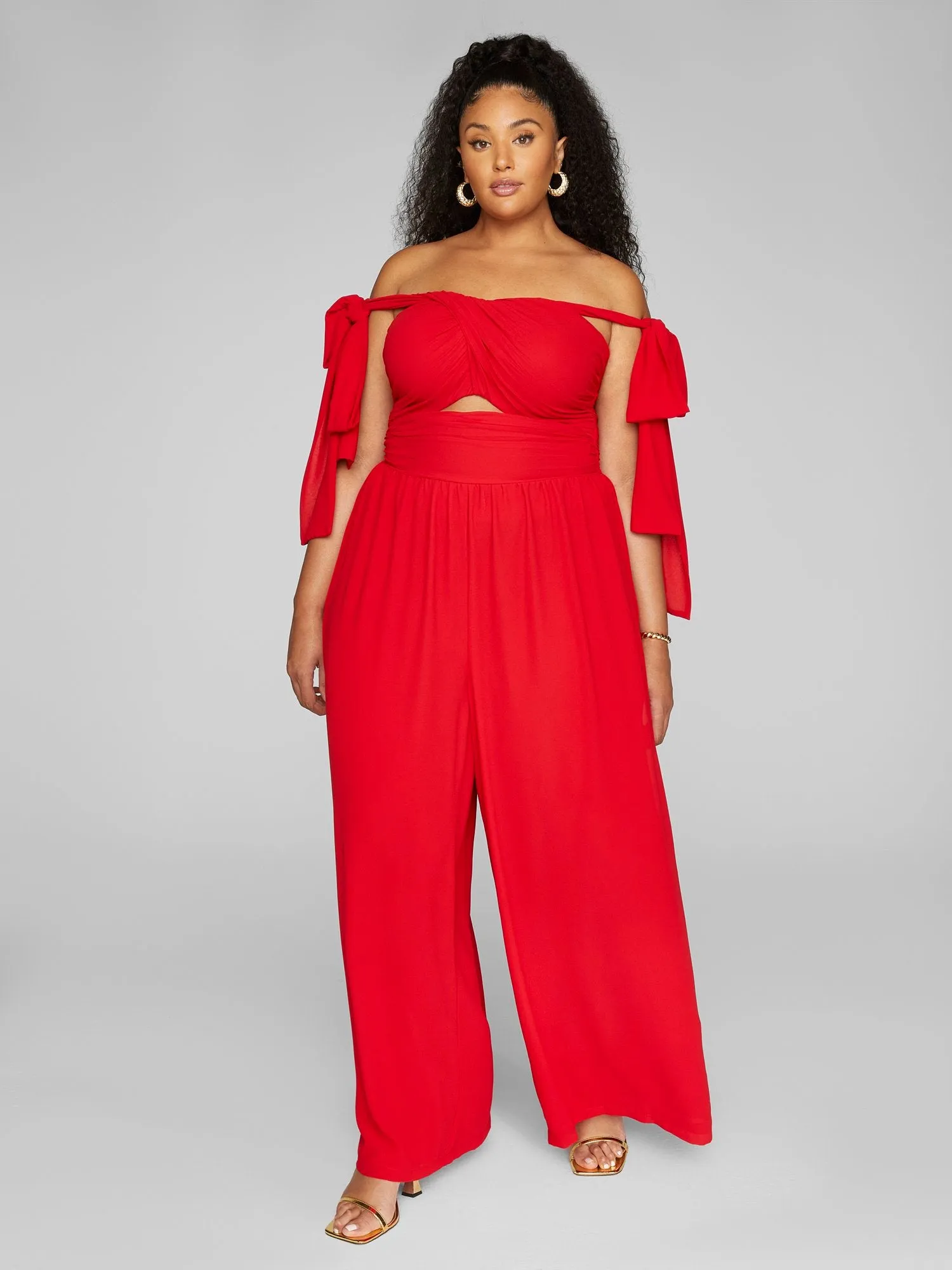 Dinah Off-Shoulder Chiffon Jumpsuit