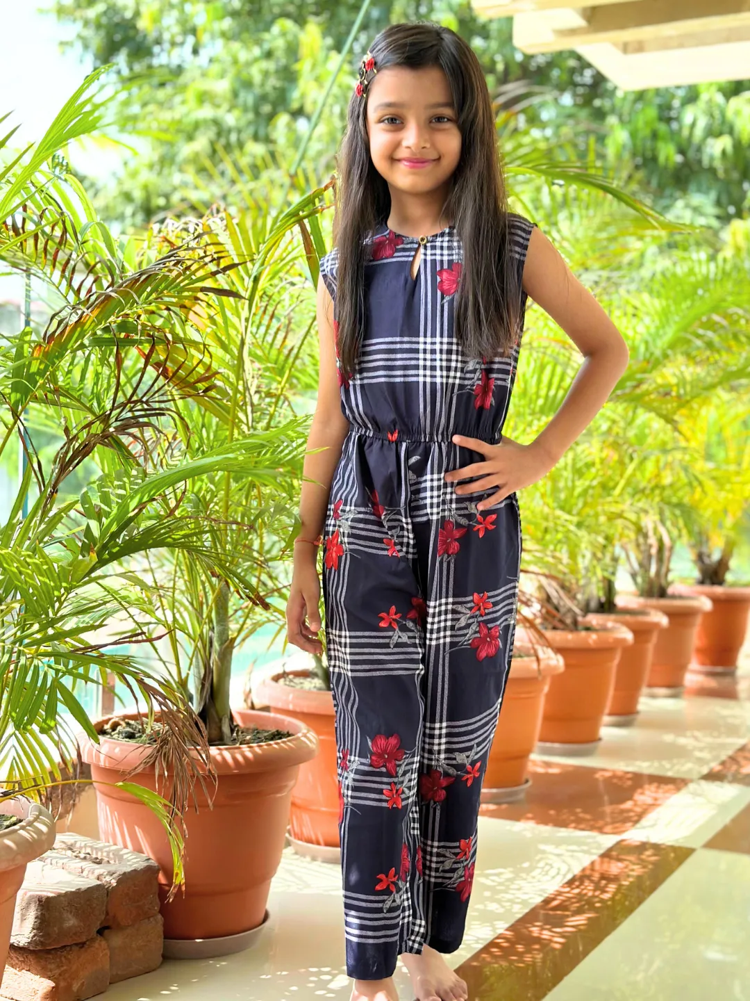 Elasticated key-hole Jumpsuit for Girls