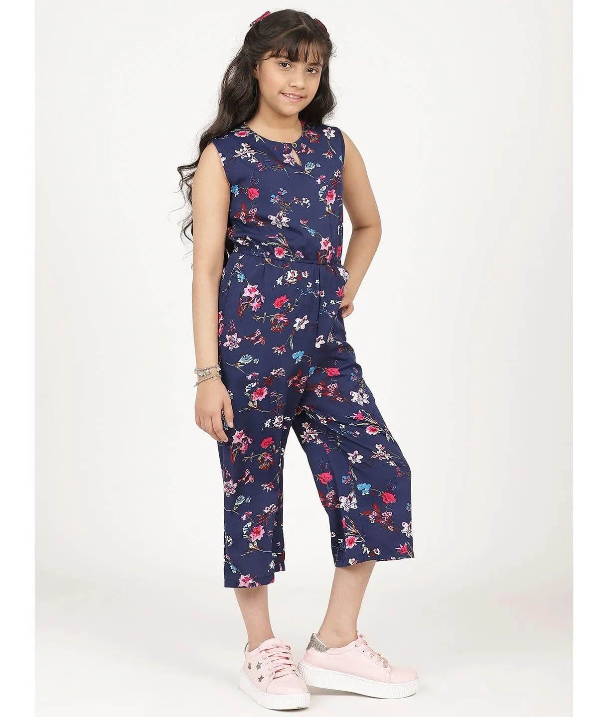 Elasticated key-hole Jumpsuit for Girls