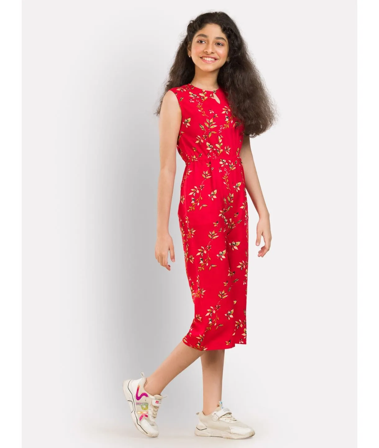 Elasticated key-hole Jumpsuit for Girls