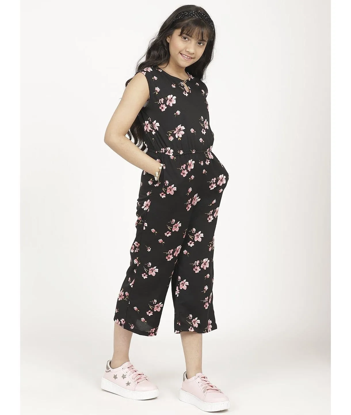 Elasticated key-hole Jumpsuit for Girls