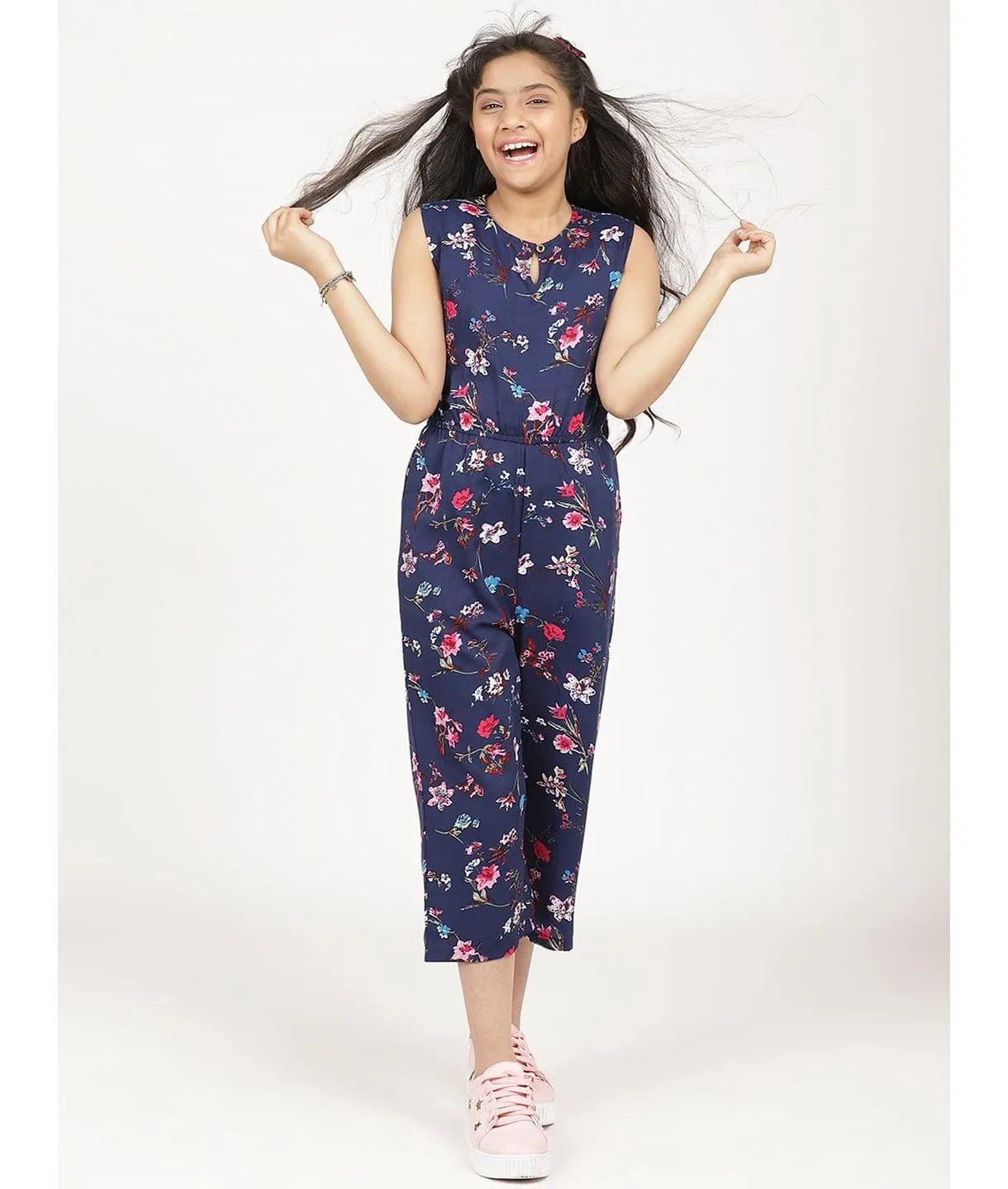 Elasticated key-hole Jumpsuit for Girls