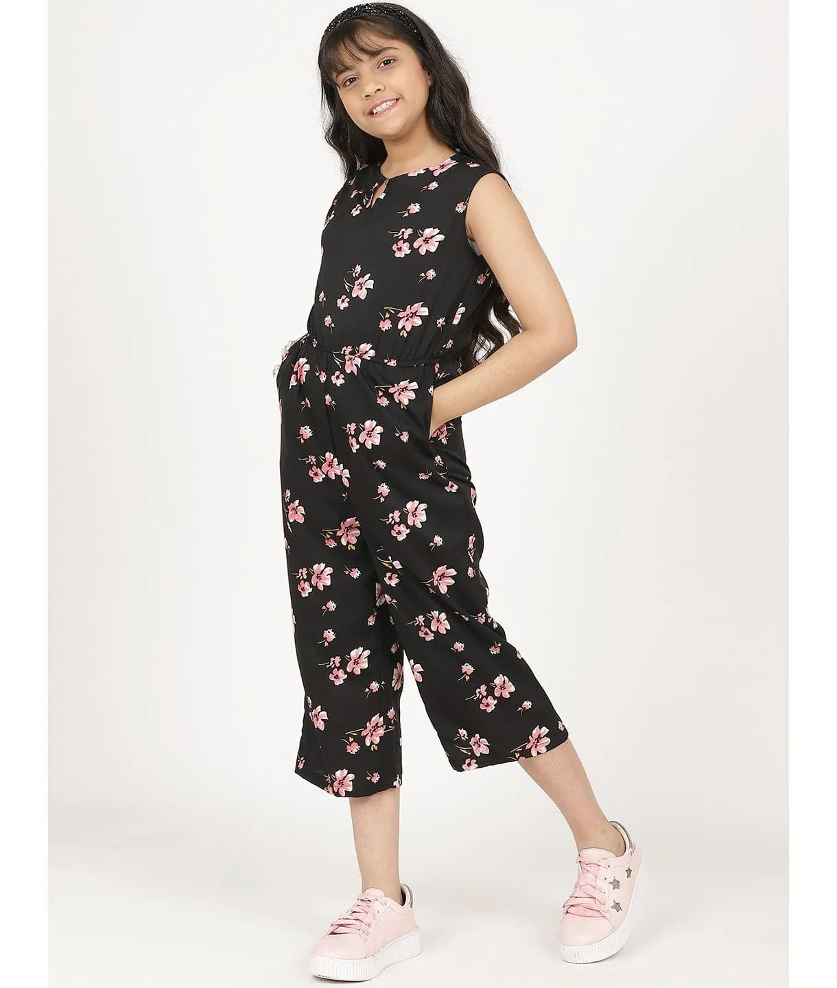 Elasticated key-hole Jumpsuit for Girls