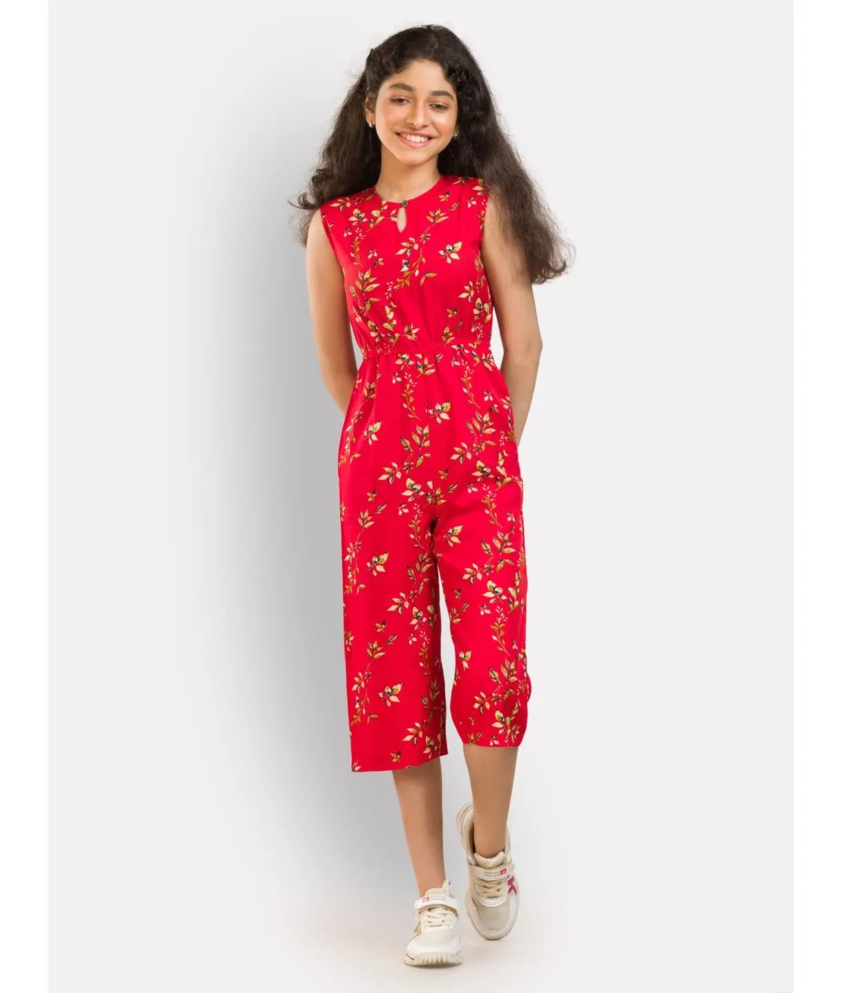 Elasticated key-hole Jumpsuit for Girls